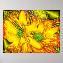 Metal amarillo de las margaritas posters