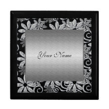 Metal elegante del boda floral de plata cajas de recuerdo