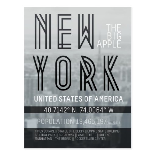 Metrópoli Nueva York Tarjeta Postal