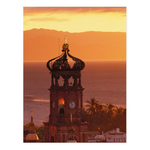México, Jalisco, Puerto Vallarta. Torre de iglesia Tarjeta Postal