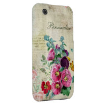 Mezcla linda de flores salvajes en fondo del vinta iPhone 3 carcasa