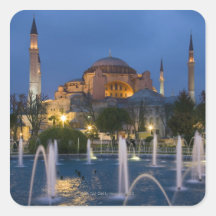 Mezquita azul, Estambul, Turquía Pegatinas Cuadradas Personalizadas