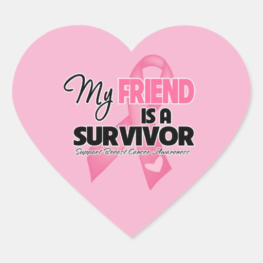 Mi amigo es un superviviente - cáncer de pecho pegatina de corazón