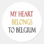 Mi corazón pertenece a Bélgica Pegatinas Redondas