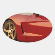 Mi Corvette rojo Pegatina Óval