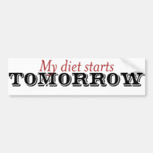 Mi dieta comienza mañana etiqueta de parachoque