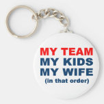 Mi equipo mis niños mi esposa en esa orden llaveros