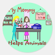 Mi mamá ayuda a animales--El veterinario embroma l Etiquetas