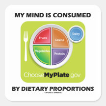 Mi mente es consumida por proporciones dietéticas calcomanía cuadrada personalizada