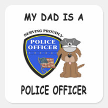 Mi papá de la policía pegatinas cuadradas personalizadas