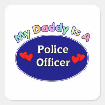 Mi papá es oficial de policía calcomanía cuadradas personalizada