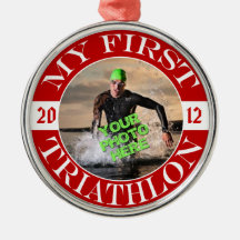 Mi primer Triathlon - foto adaptable y año Ornamentos De Navidad