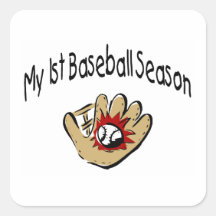 Mi primera temporada de béisbol colcomanias cuadradas personalizadas