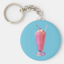Milkshake de la fresa llavero personalizado