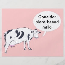 Mime a la vaca, considere la leche basada planta,  tarjetón