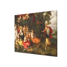 Minerva que visita las musas en el soporte Helicon Lona Estirada Galerias