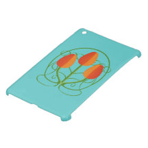 mini caso del iPad con los tulipanes anaranjados d