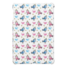 Mini caso del pájaro del iPad azul y rosado del mo