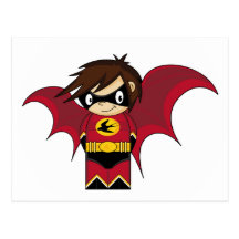 Mini chica con alas del superhéroe tarjetas postales