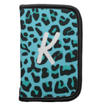 Mini folio del estampado leopardo azul organizador