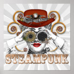 mirada de arte steampunked del collage del steampu posters