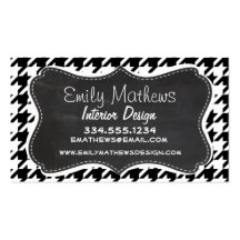 Mirada de la pizarra del vintage; Houndstooth negr Tarjetas Personales