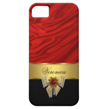 Mirada de seda del negro rojo con clase elegante d iPhone 5 protectores