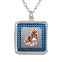 Mirada del metal; Basset Hound Pendiente Personalizado