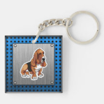 Mirada del metal; Basset Hound Llaveros