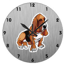 Mirada del metal; Basset Hound Relojes De Pared