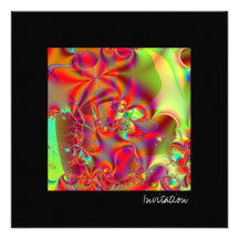 Mirador I · Arte del fractal · Rojo y verde Invitaciones Personales