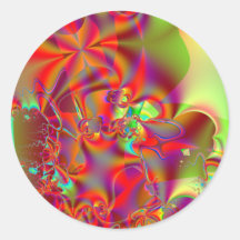 Mirador I · Arte del fractal · Rojo y verde Etiquetas Redondas
