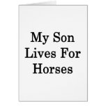 Mis vidas del hijo para los caballos felicitación