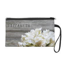 Mitón rústico personalizado de las flores blancas