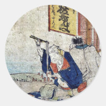 Mitsuke por Katsushika, Hokusai Ukiyoe Pegatinas Redondas