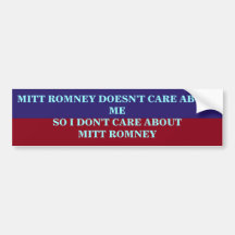 MITT ROMNEY NO CUIDA PEGATINA DE PARACHOQUE