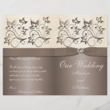 Moca y programa floral de marfil del boda tarjeton