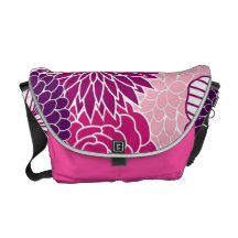 MOD rosada y púrpura floral Bolsas De Mensajería