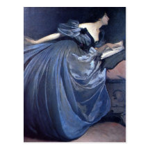 Moda azul de la mujer del Althea de la pintura de  Tarjetas Postales