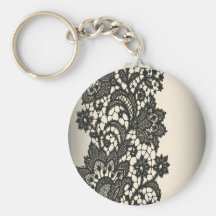 Moda beige de París del cordón negro del vintage Llavero Personalizado