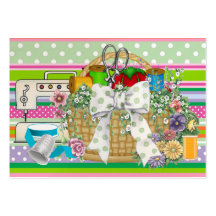 Moda/costurera/cesta de costura - SRF Tarjetas Personales