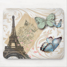 Moda de la mariposa de la torre de París Effiel de Alfombrillas De Ratones