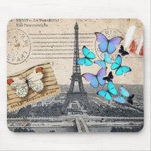 moda de la mariposa de la torre de París Effiel de Tapete De Ratón
