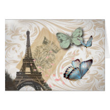 Moda de la mariposa de la torre de París Effiel de Tarjetón