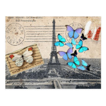 moda de la mariposa de la torre de París Effiel de Postales