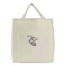Moda de la persona que practica surf bordada bolsas de lienzo