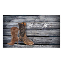 moda del país de las botas de vaquero del barnwood tarjeta de visita