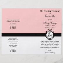 Moda del rosa del programa del boda con monograma flyer personalizado