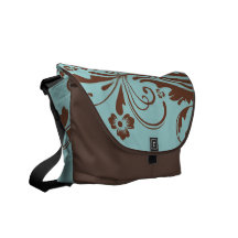 Moda floral azul bolsa de mensajeria 