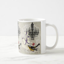 moda París de la lámpara del pájaro del vintage Tazas